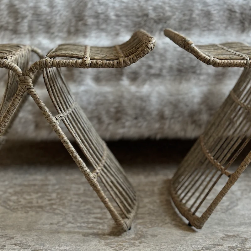 Helios Rattan Cross Frame Stool - Image 5