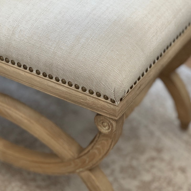 Henley Linen Wood Bench Stool - Image 4