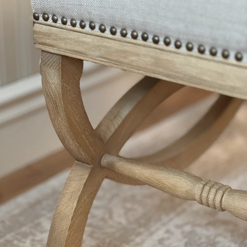 Henley Linen Wood Bench Stool - Image 5