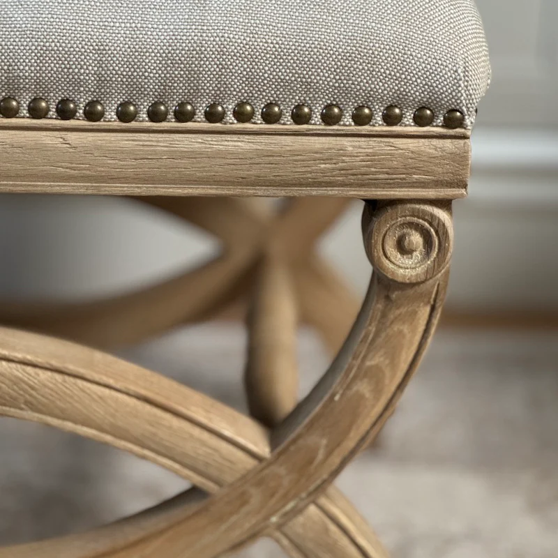Henley Linen Wood Bench Stool - Image 7