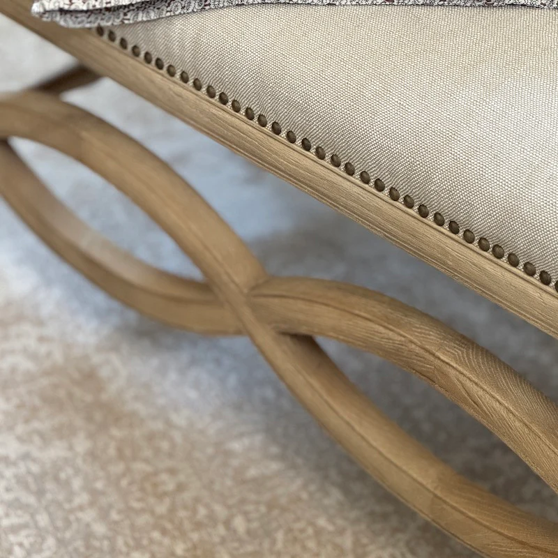 Henley Linen Wood Bench Stool - Image 8