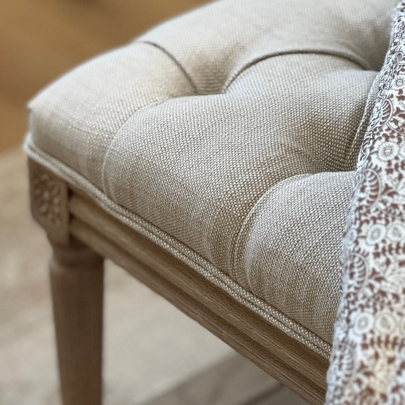 Henley Long Linen Wood Bench Stool - Image 3