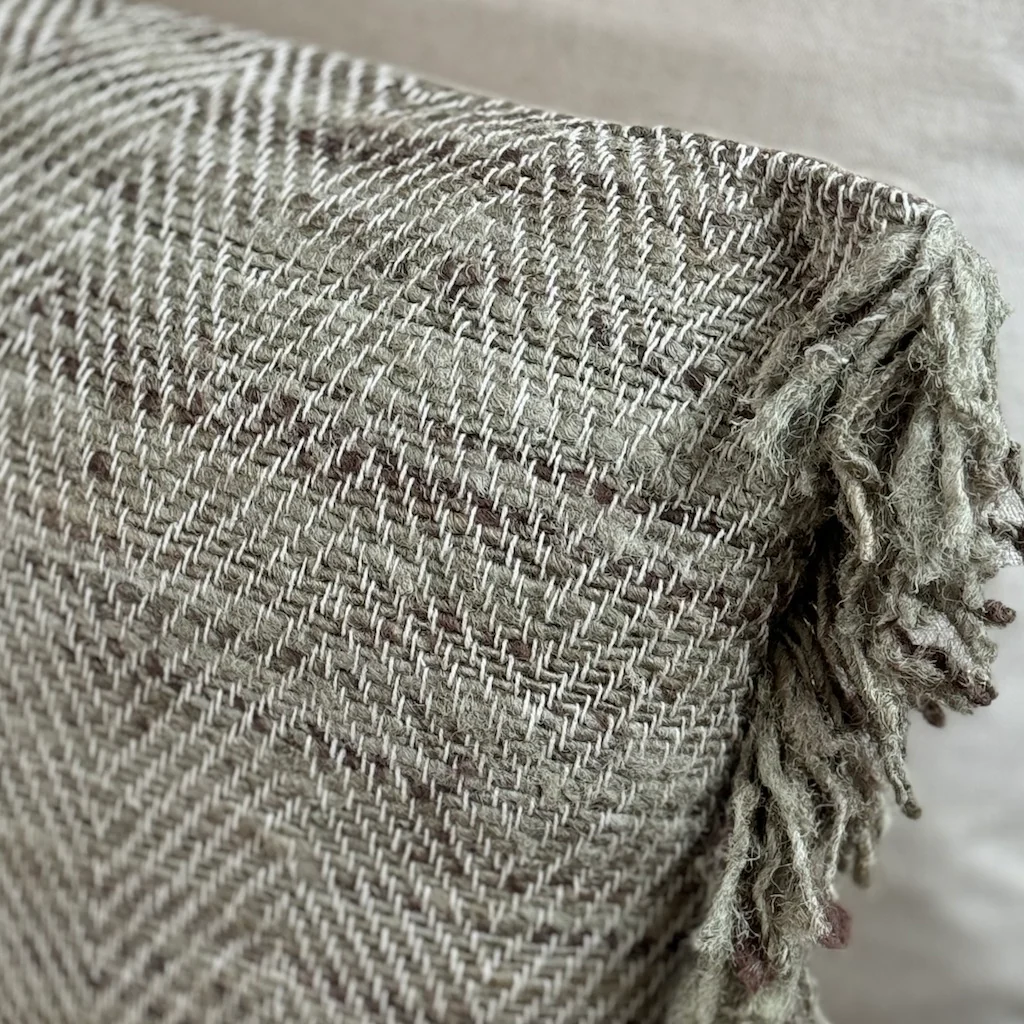 Herringbone Fringe Cotton Cushion - Image 3