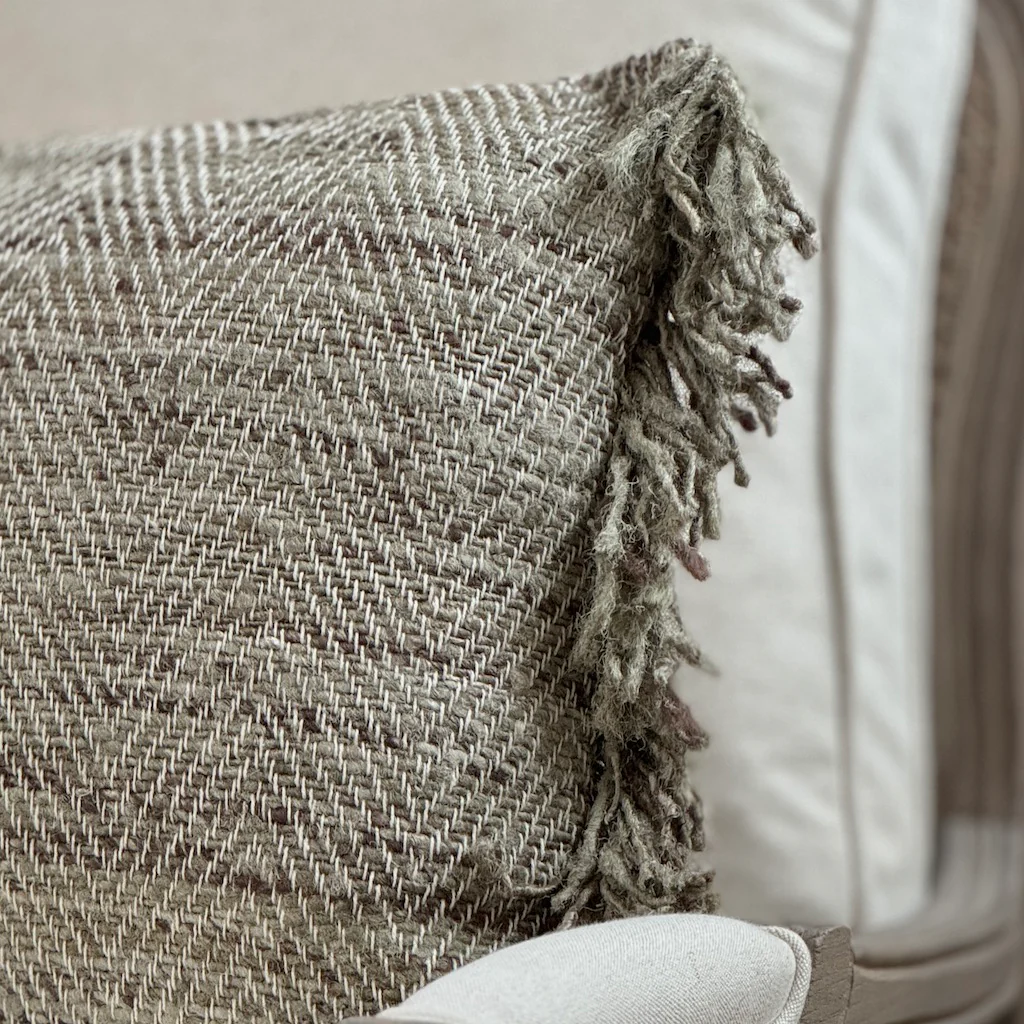 Herringbone Fringe Cotton Cushion - Image 4