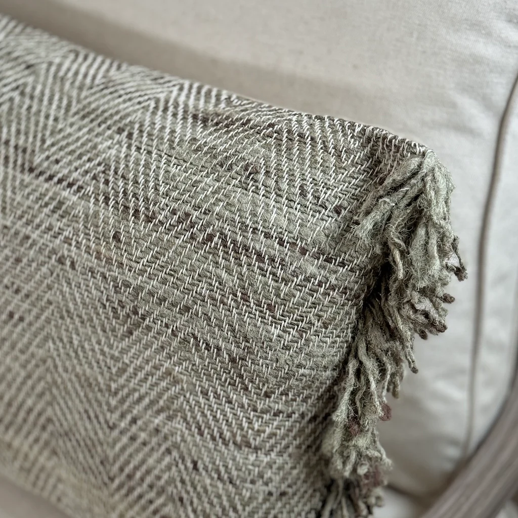 Herringbone Fringe Cotton Cushion - Image 5