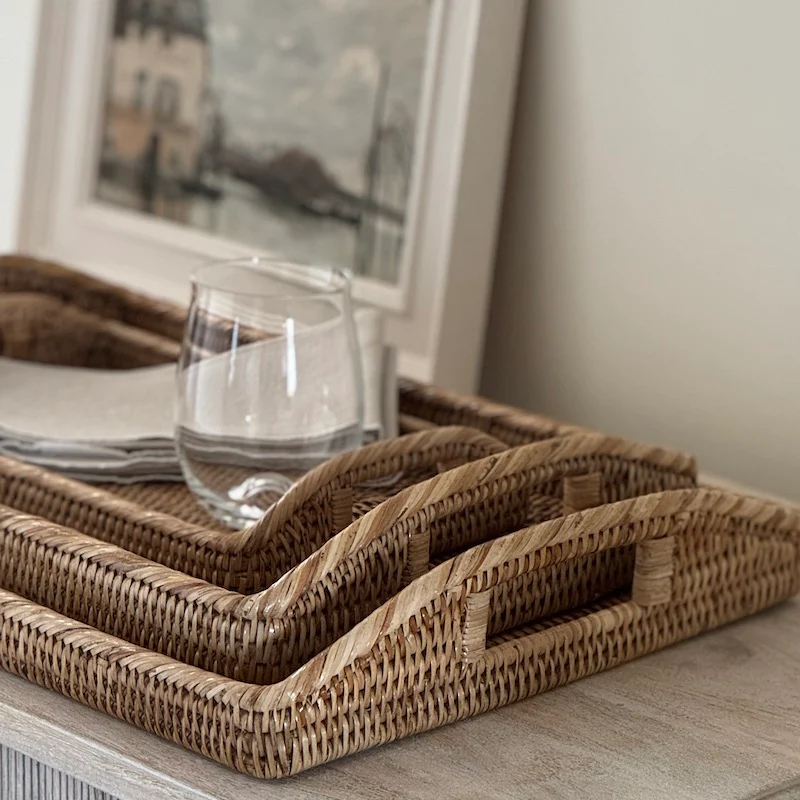 Honey Rattan Oblong Morning Tray - Image 2