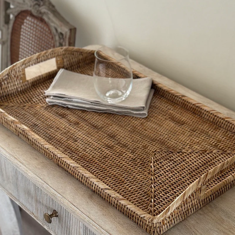 Honey Rattan Oblong Morning Tray - Image 3