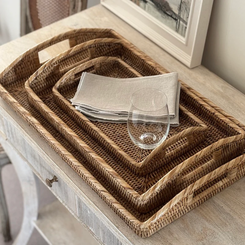 Honey Rattan Oblong Morning Tray - Image 5