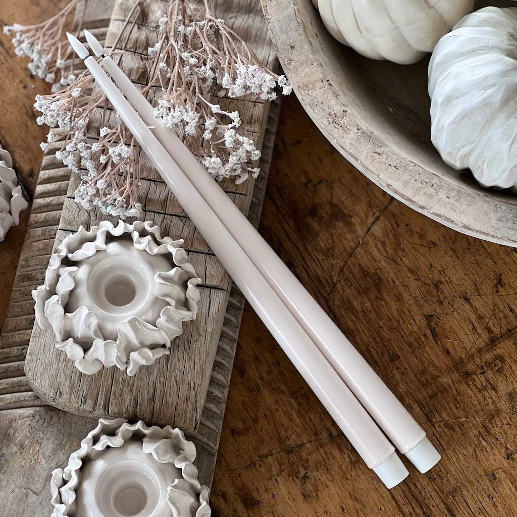 Ivory Battery LED Gloss Dinner Candle Set of 2 - Image 3