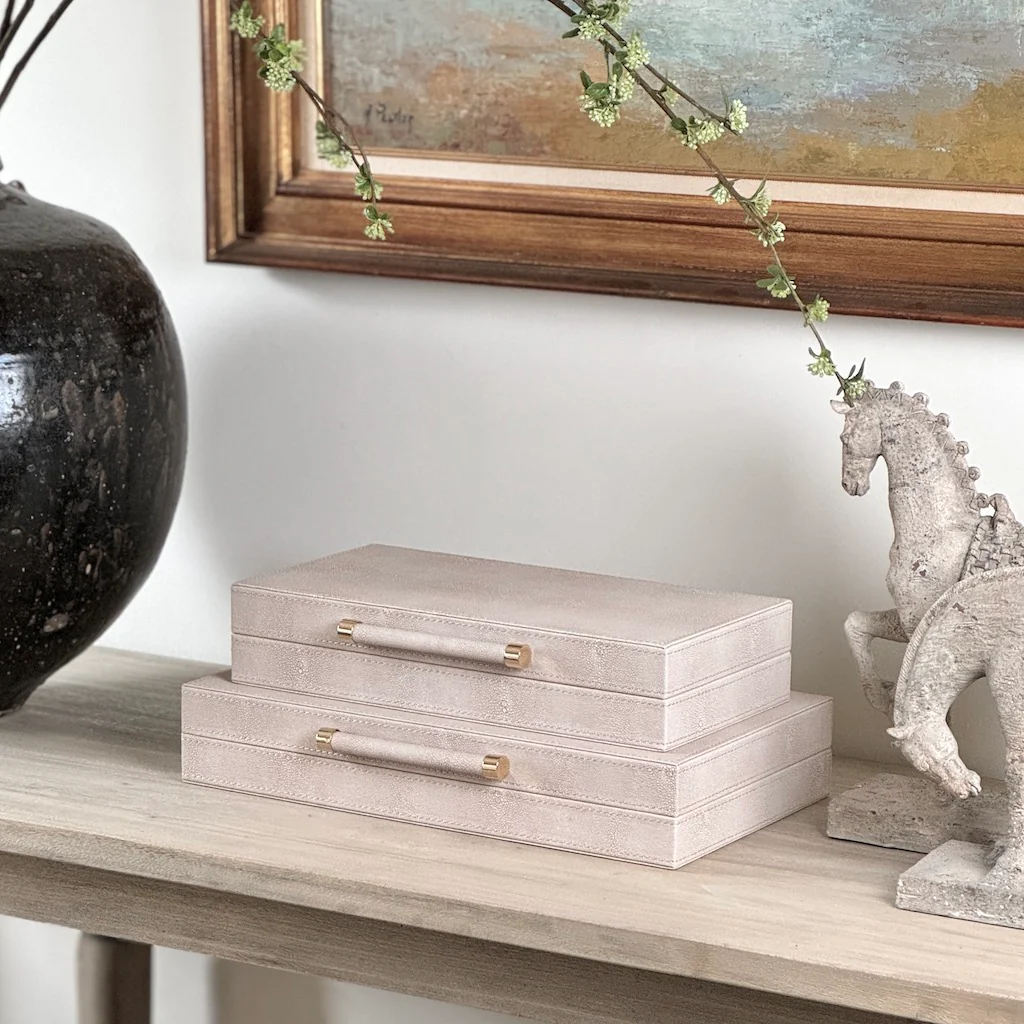 Ivory Faux Shagreen Boxes - Image 3