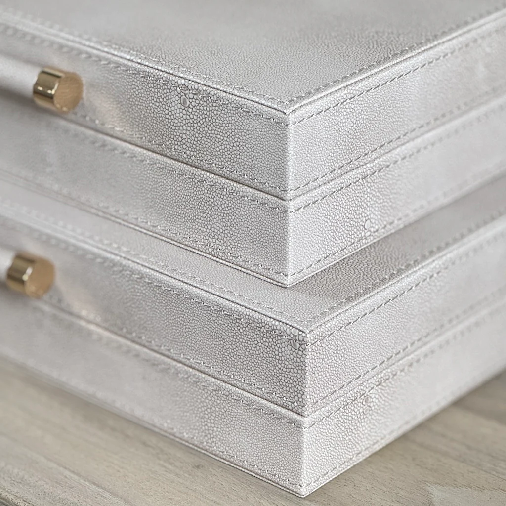 Ivory Faux Shagreen Boxes - Image 4