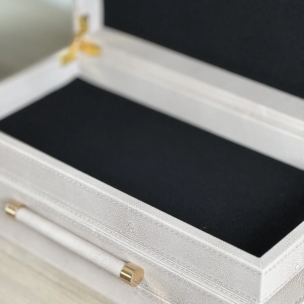 Ivory Faux Shagreen Boxes - Image 5