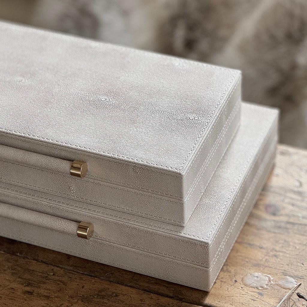 Ivory Faux Shagreen Boxes - Image 6