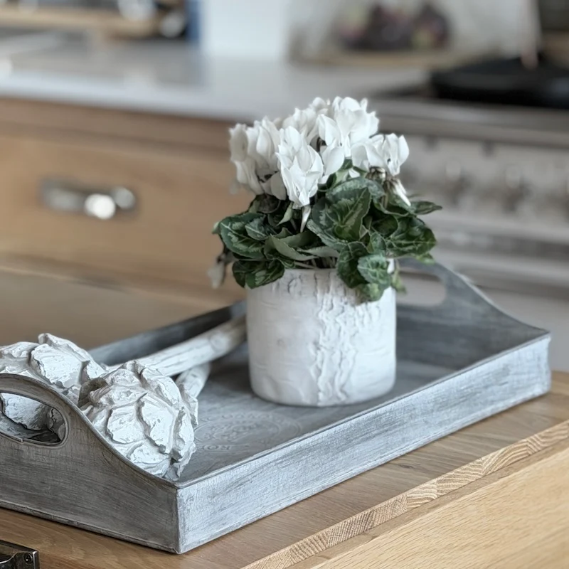 Kew Gardens Zinc Serving Tray — Aged Grey Finish