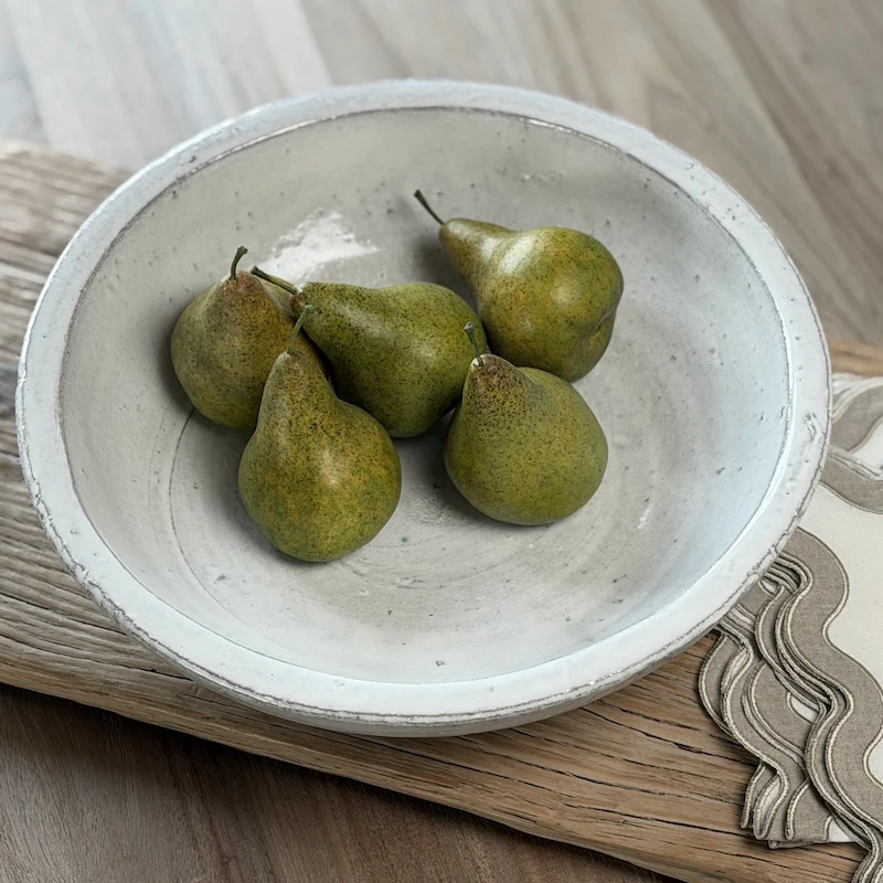 Large Antiqued White Glazed Bowl - Image 2