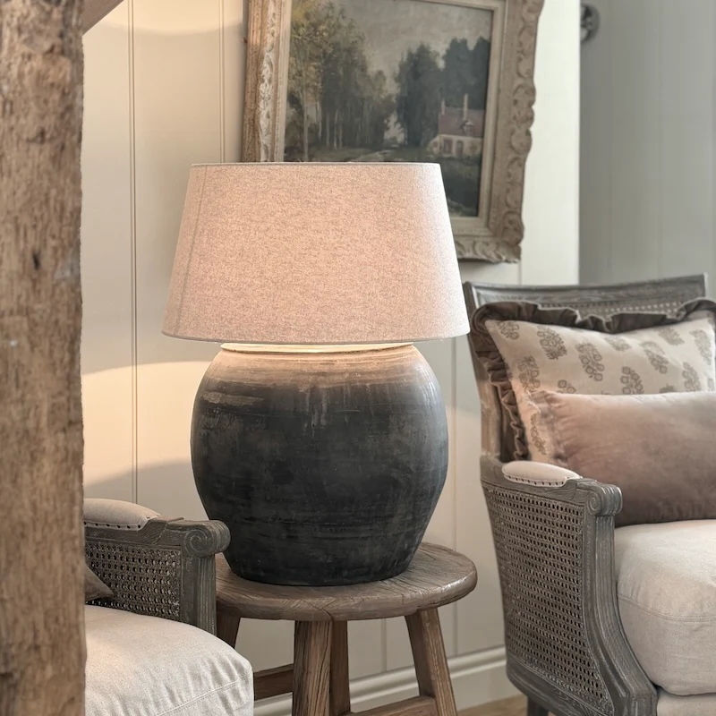Large Clay Pot Jar Lamp C