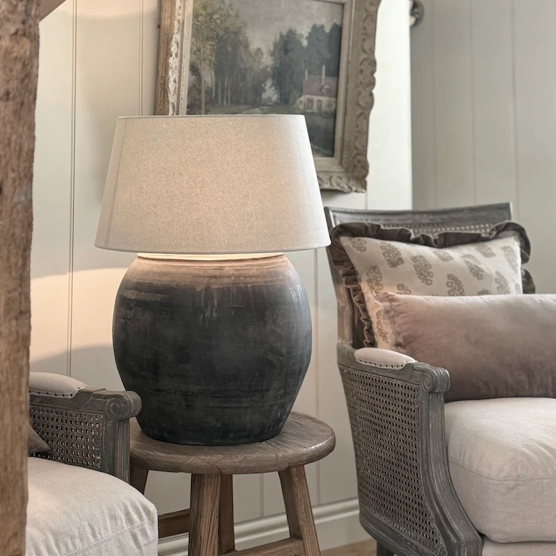 Large Clay Pot Jar Lamp C - Image 7