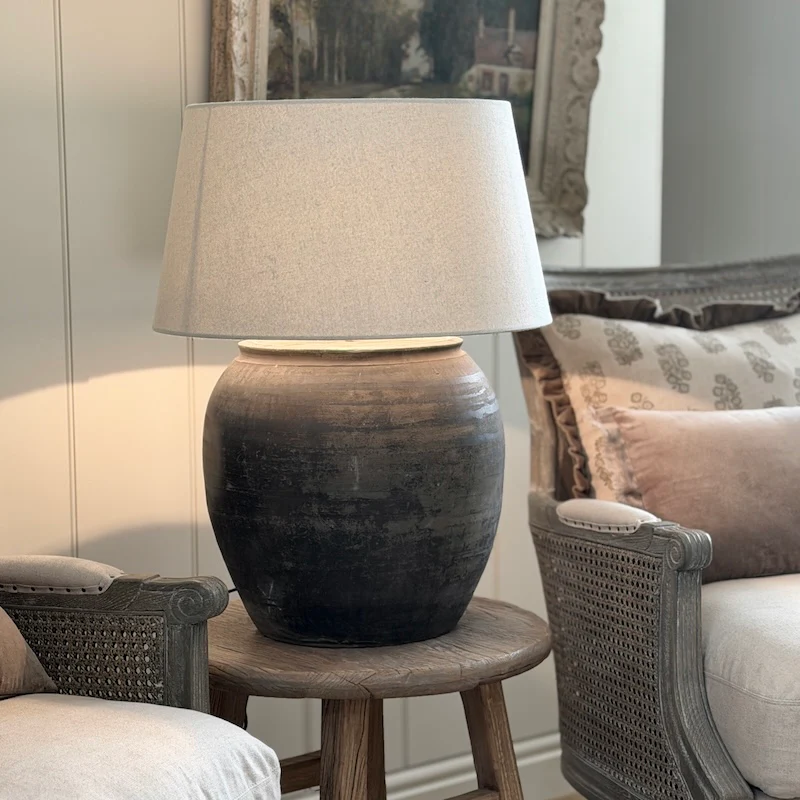 Large Clay Pot Jar Lamp D - Image 4