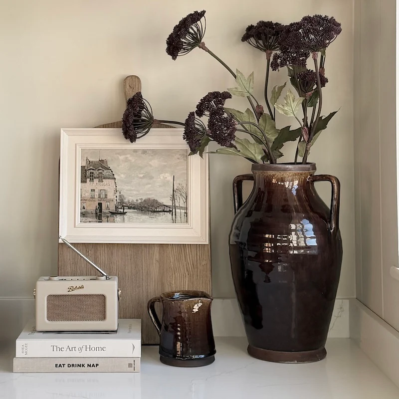 Large Deep Brown Glazed Amphora Vase