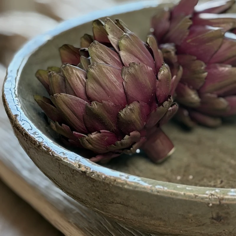 Large Glazed Moss Green Ceramic Bowl - Image 3