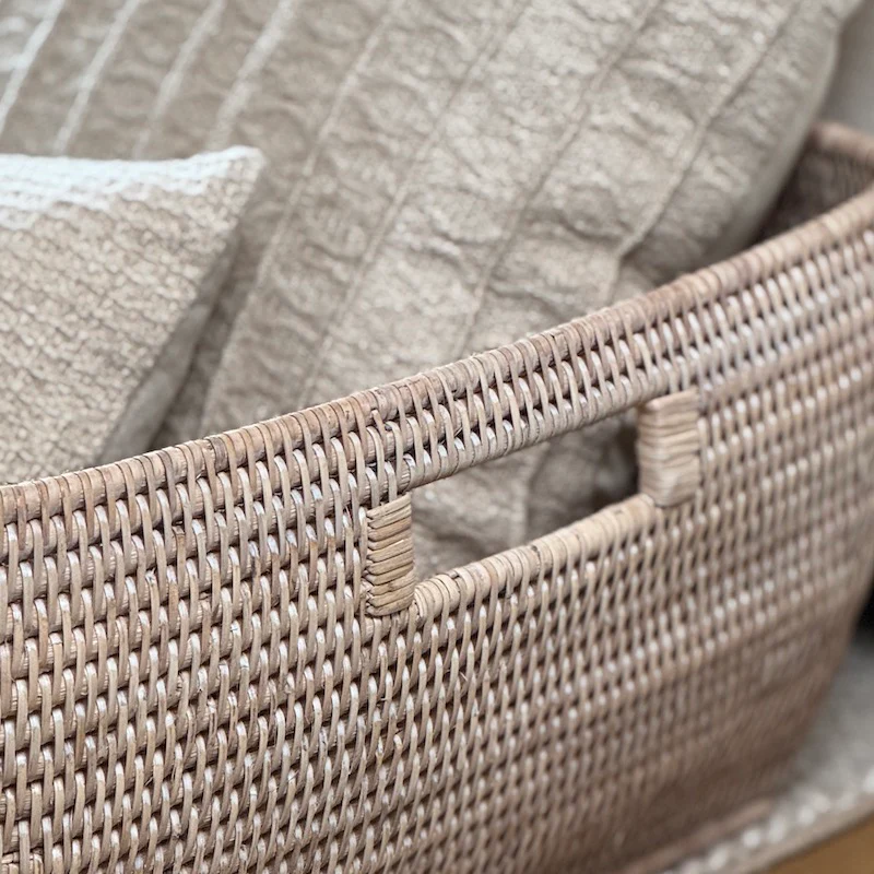 Large Rattan Laundry Basket Natural Whitewash - Image 3