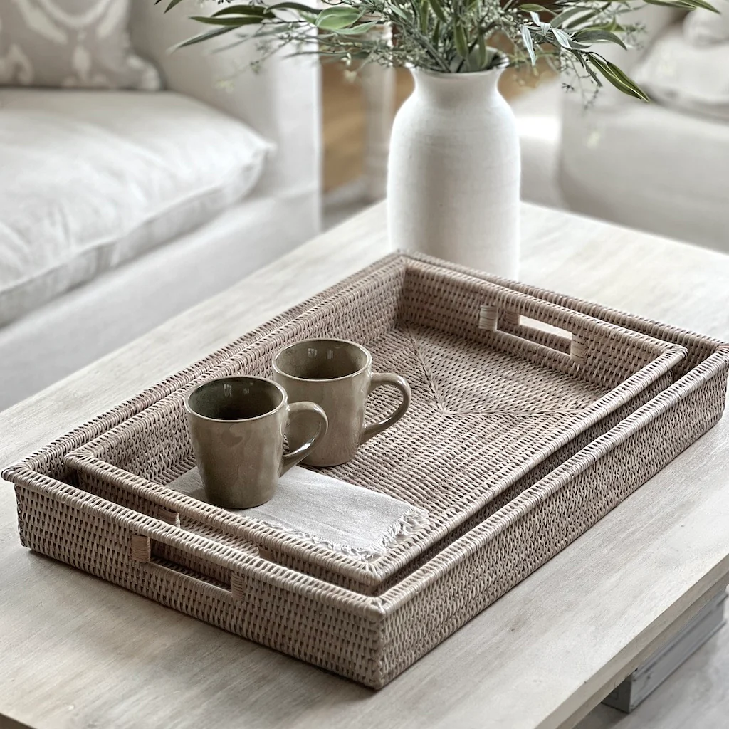 Large Rattan Ottoman Trays - Image 4