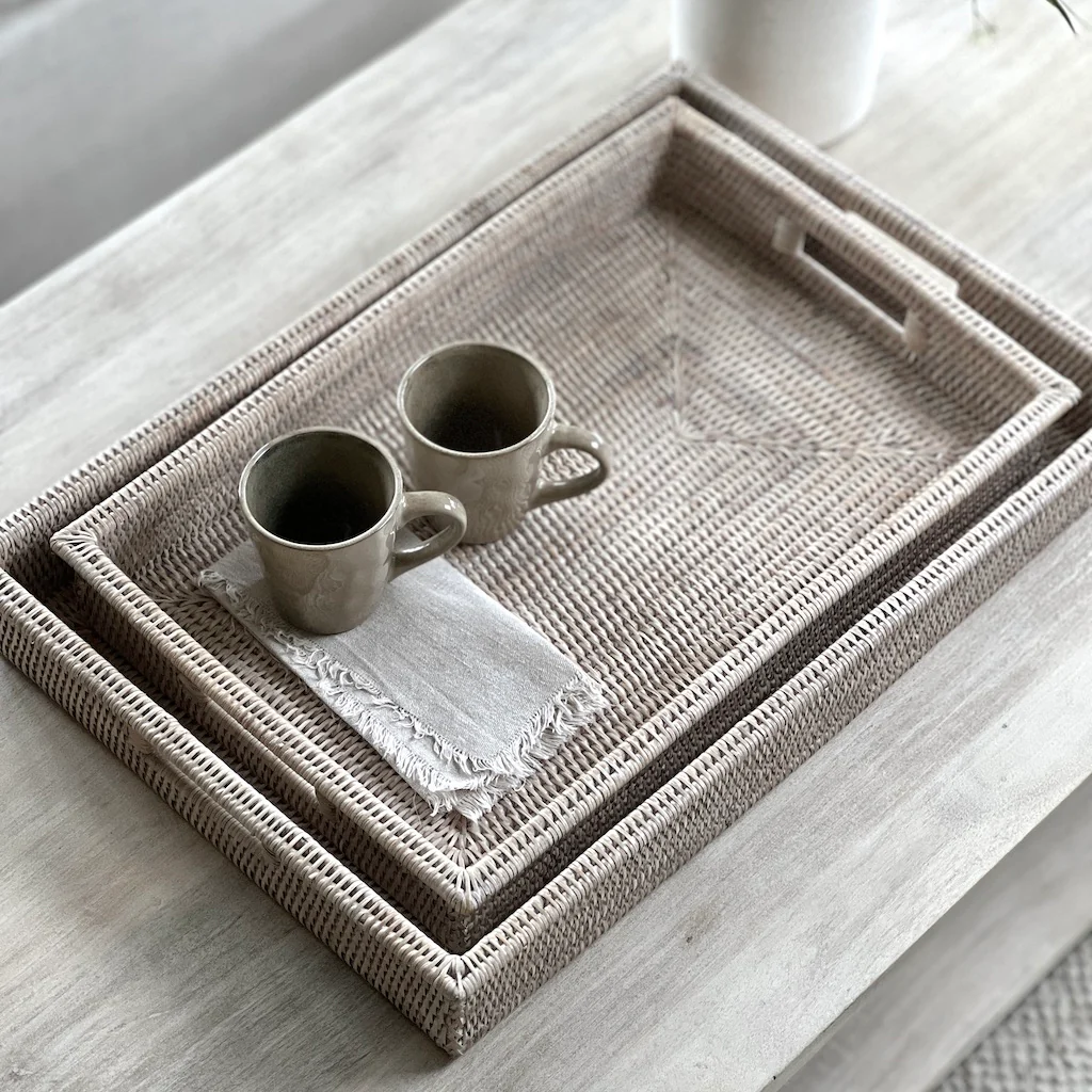 Large Rattan Ottoman Trays - Image 5