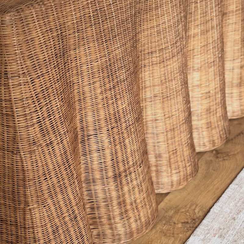 Large Rattan Scalloped Console Table Natural Matt - Image 6