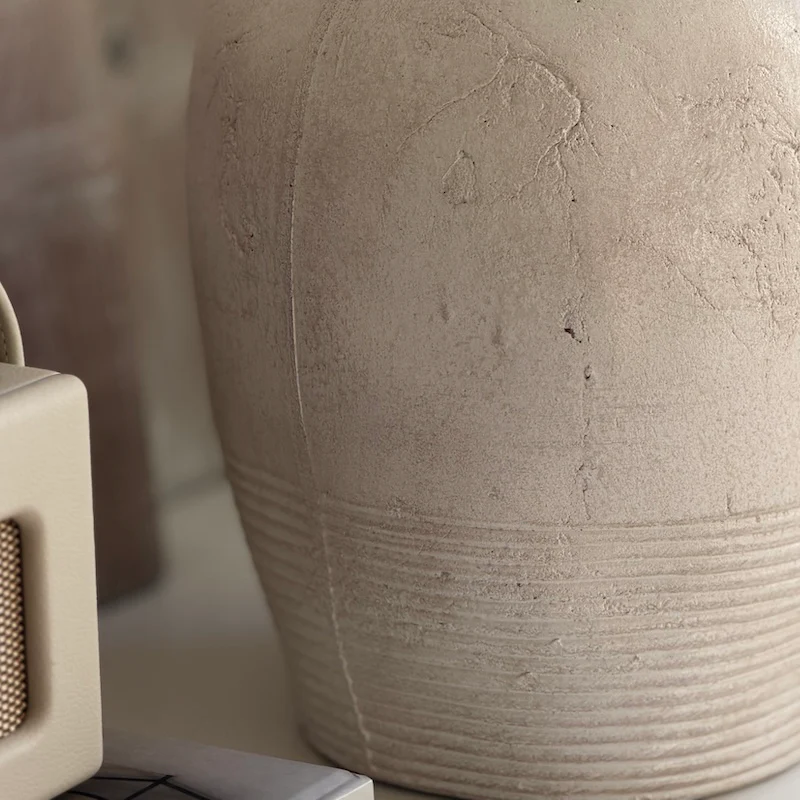 Large Textured Ceramic Vase – Rustic Stone Effect Decorative Urn - Image 3