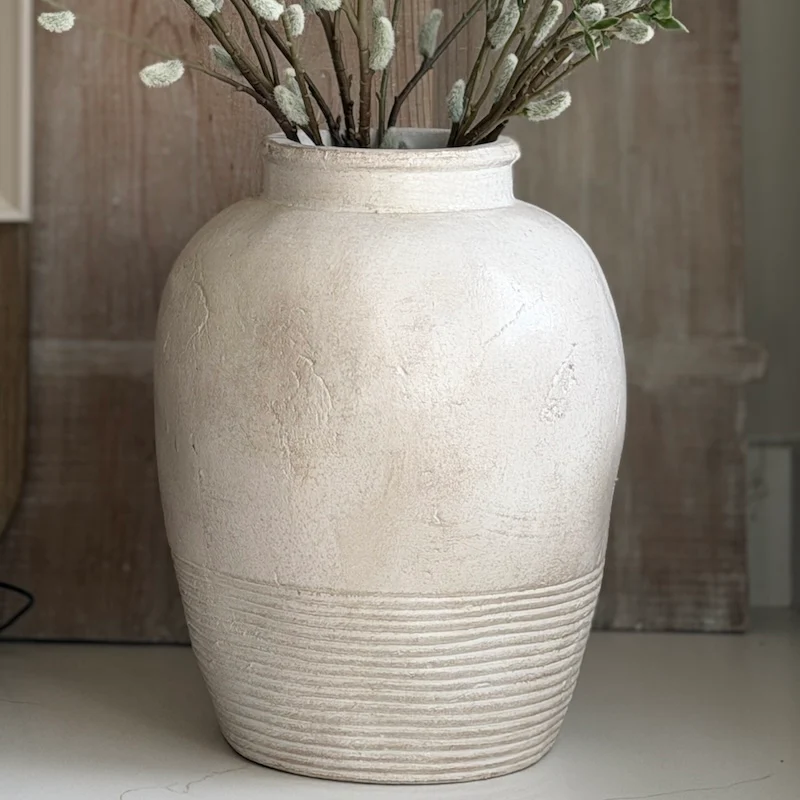 Large Textured Ceramic Vase – Rustic Stone Effect Decorative Urn - Image 6