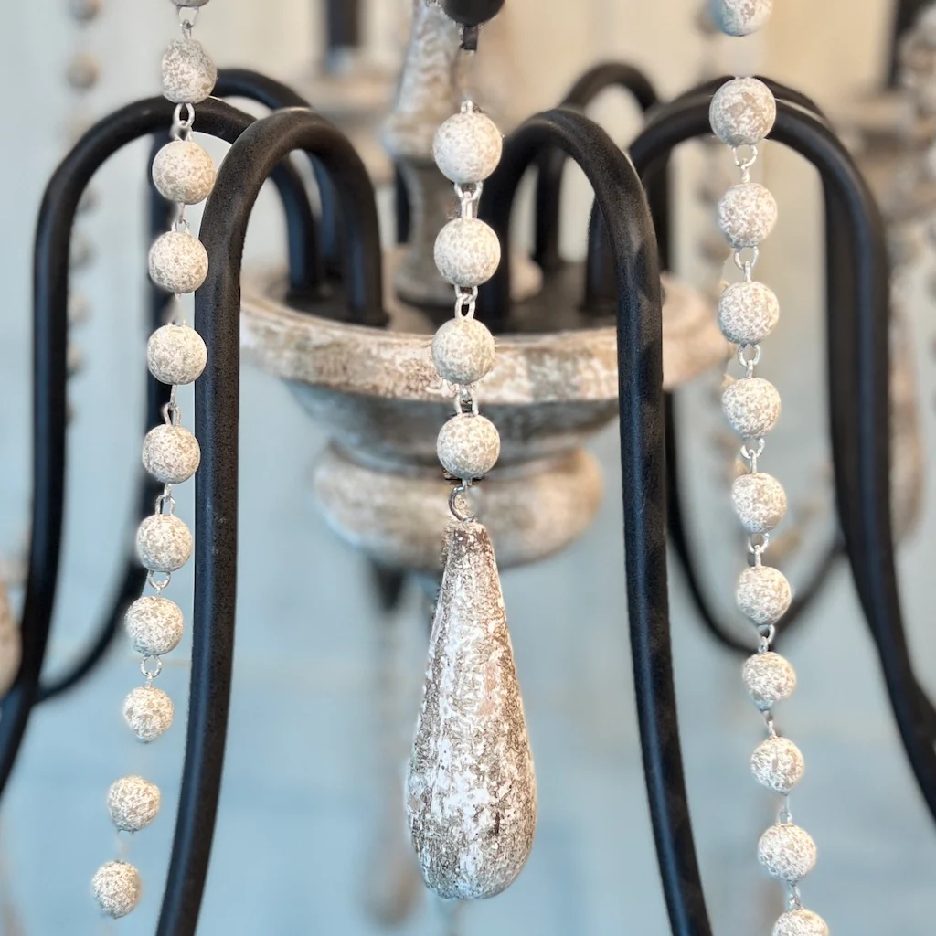 Large Wooden Beaded Chandelier Skye - Image 3