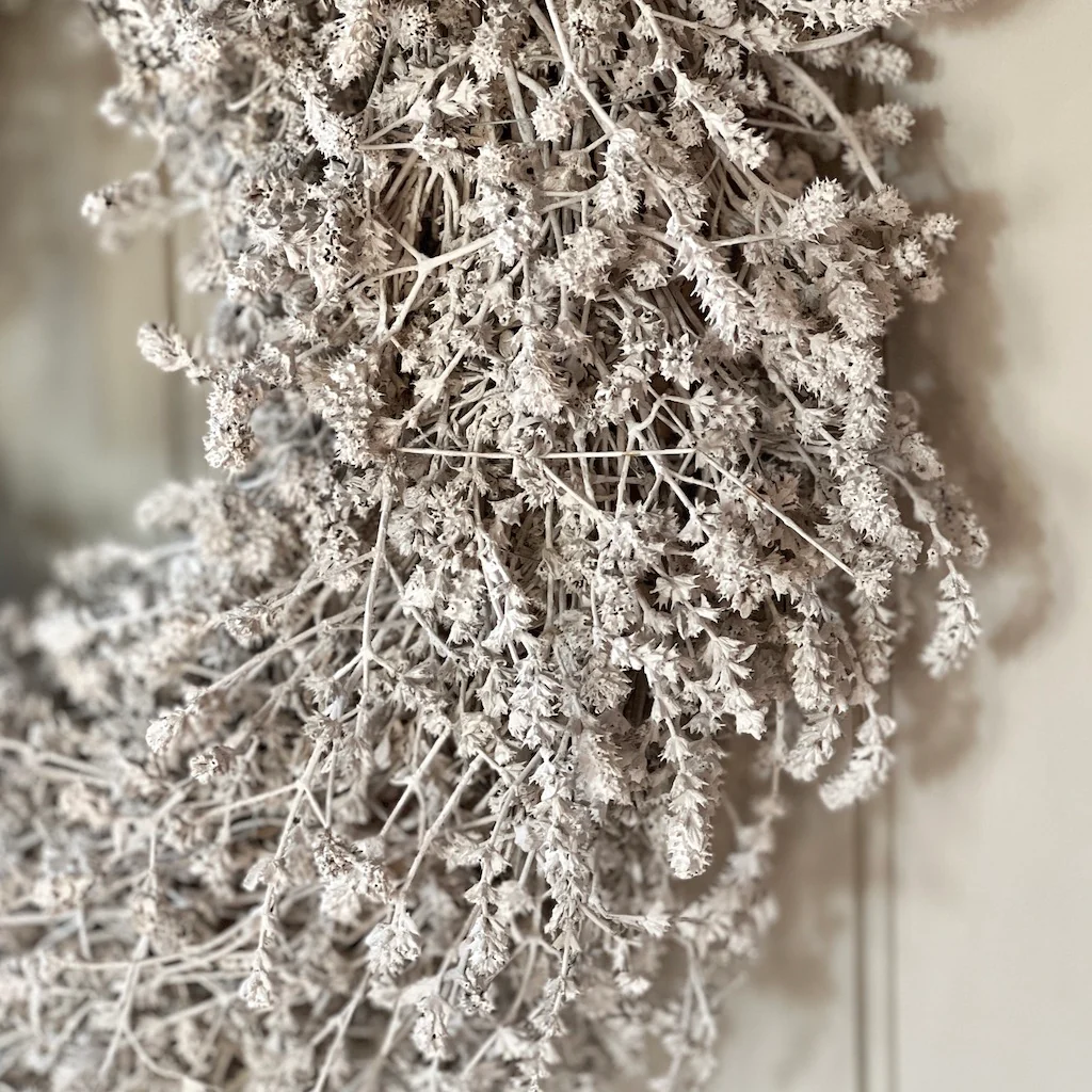 Linen Herb Wreath Dried Preserved Misty White - Image 6