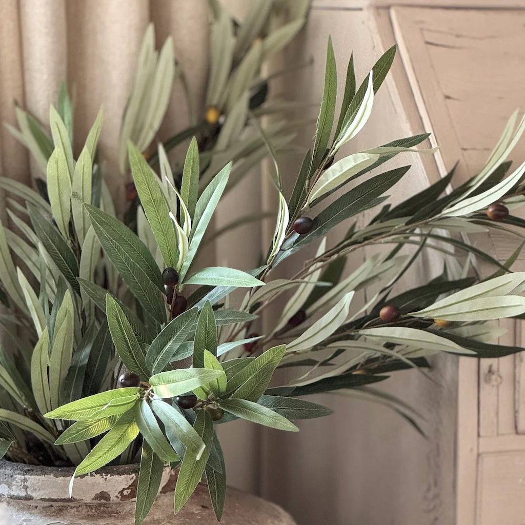 Long Green Olive Leaves Spray - Image 3