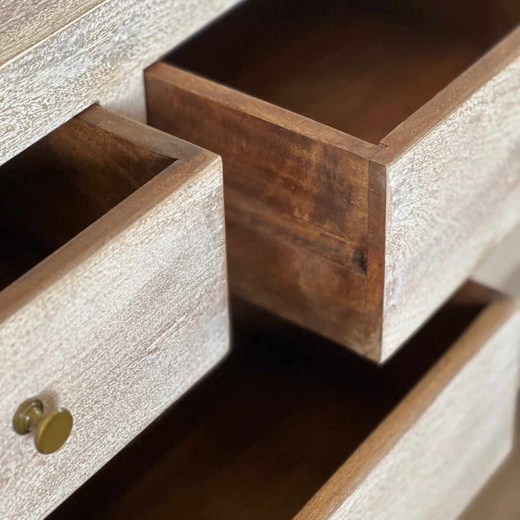 Long Whitewashed Console Drawers And Shelf - Image 6