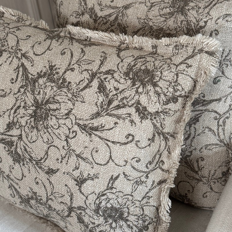 Mabel Meadow Scroll Square and Rectangle Cushions — Natural Botanical - Image 3