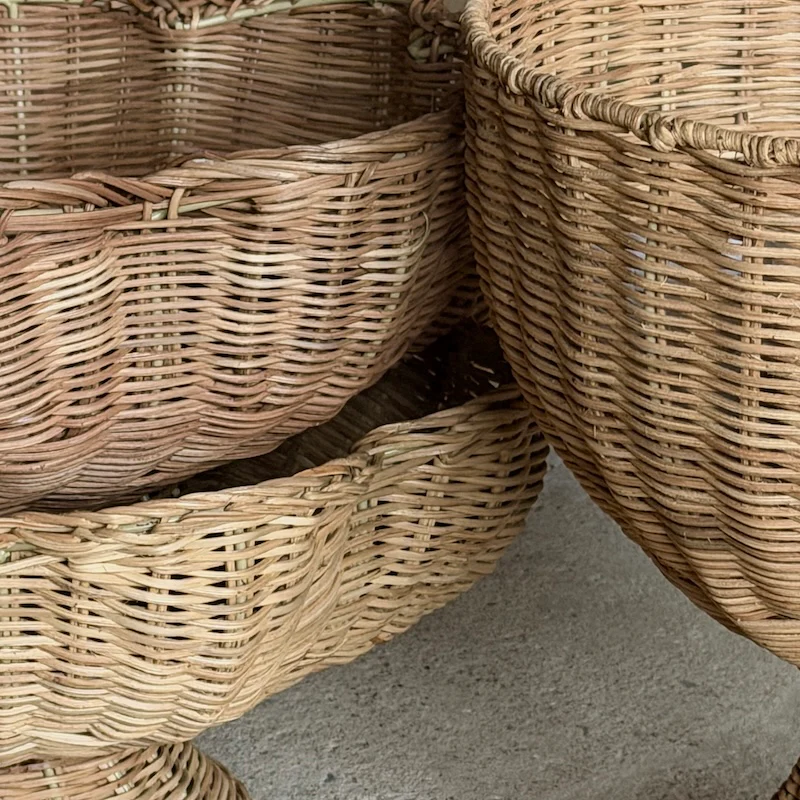 Large Handwoven Footed Rattan Display Bowl - Image 4