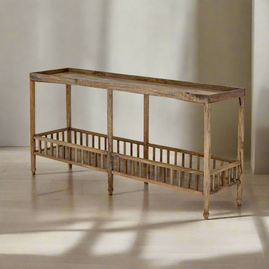 Mango Wood Gallery Console Table - Image 3