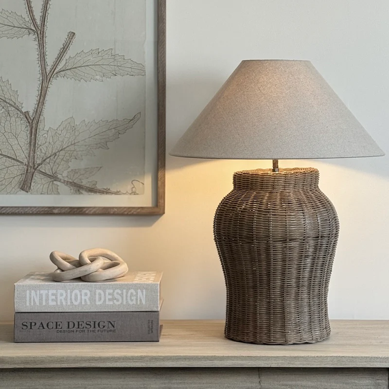 Marlow Vintage Grey Rattan Table Lamp