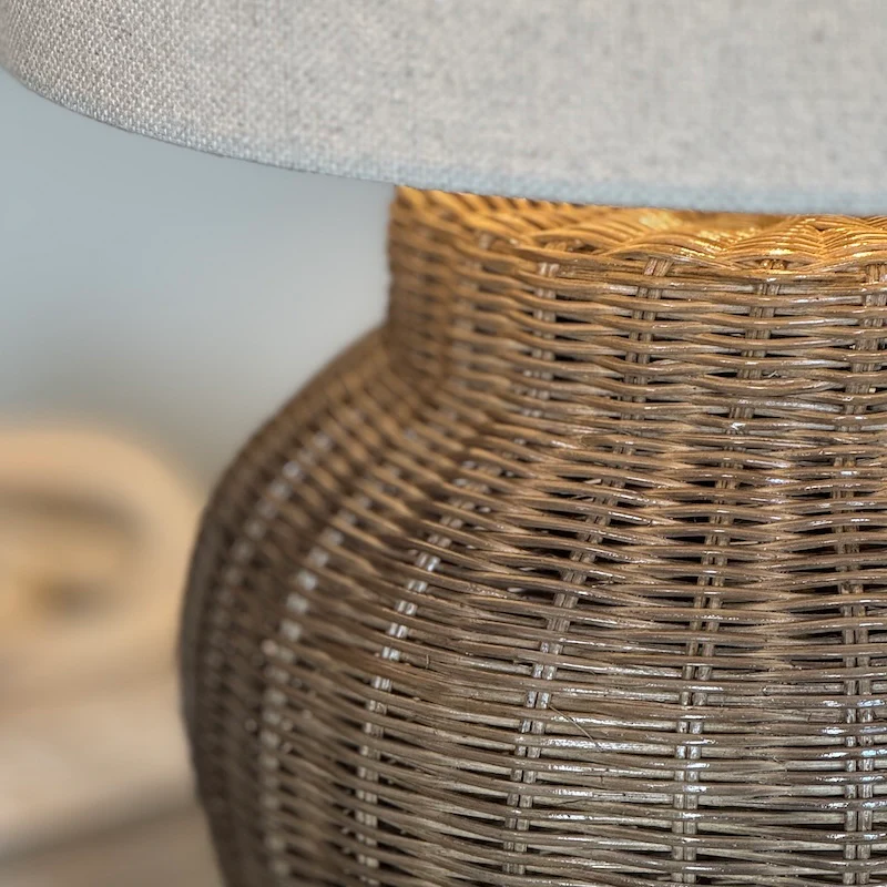 Marlow Vintage Grey Rattan Table Lamp - Image 3