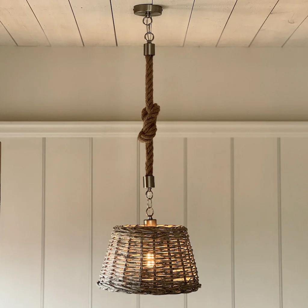 Medium Light Wicker Pendant Shade - Image 2