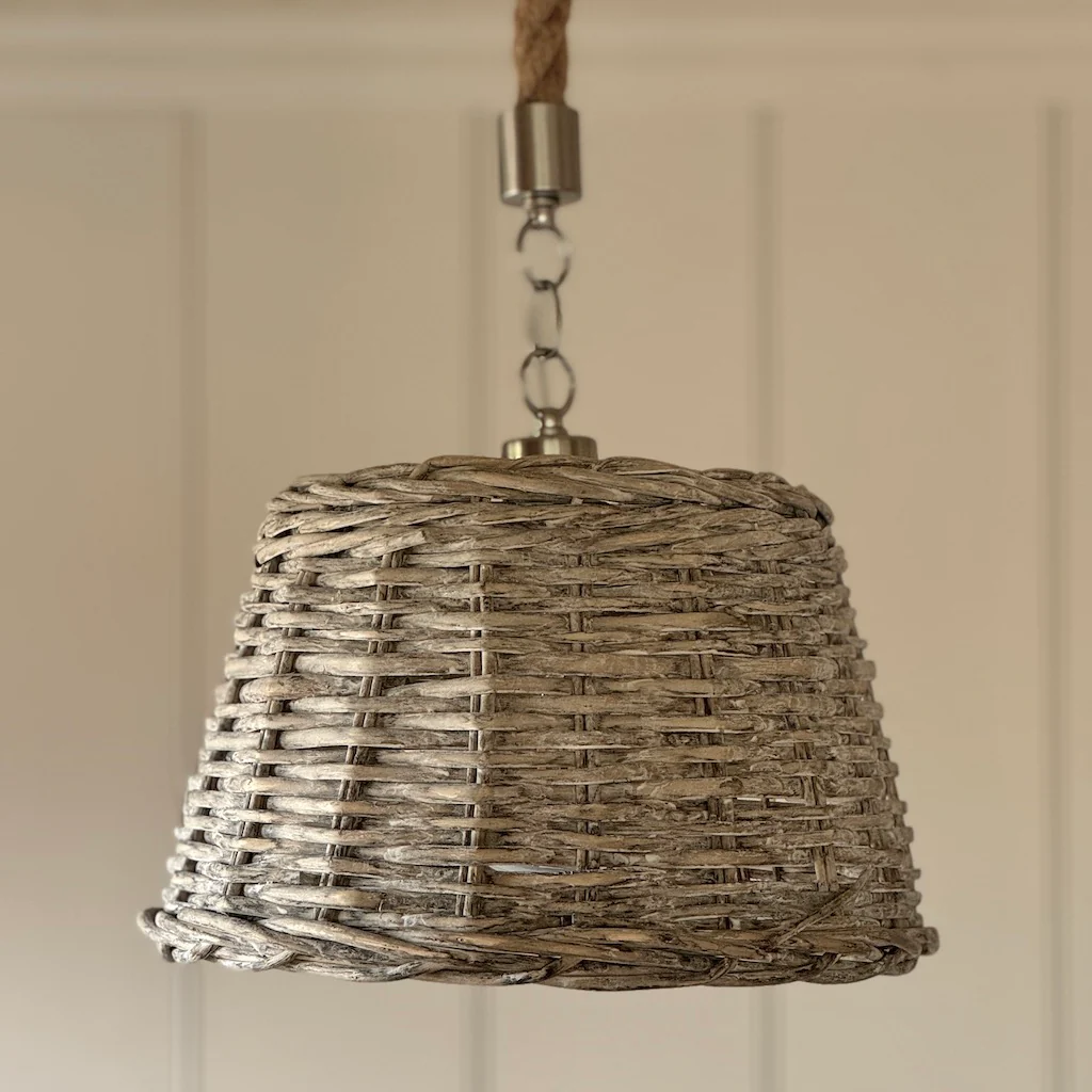 Medium Light Wicker Pendant Shade - Image 4