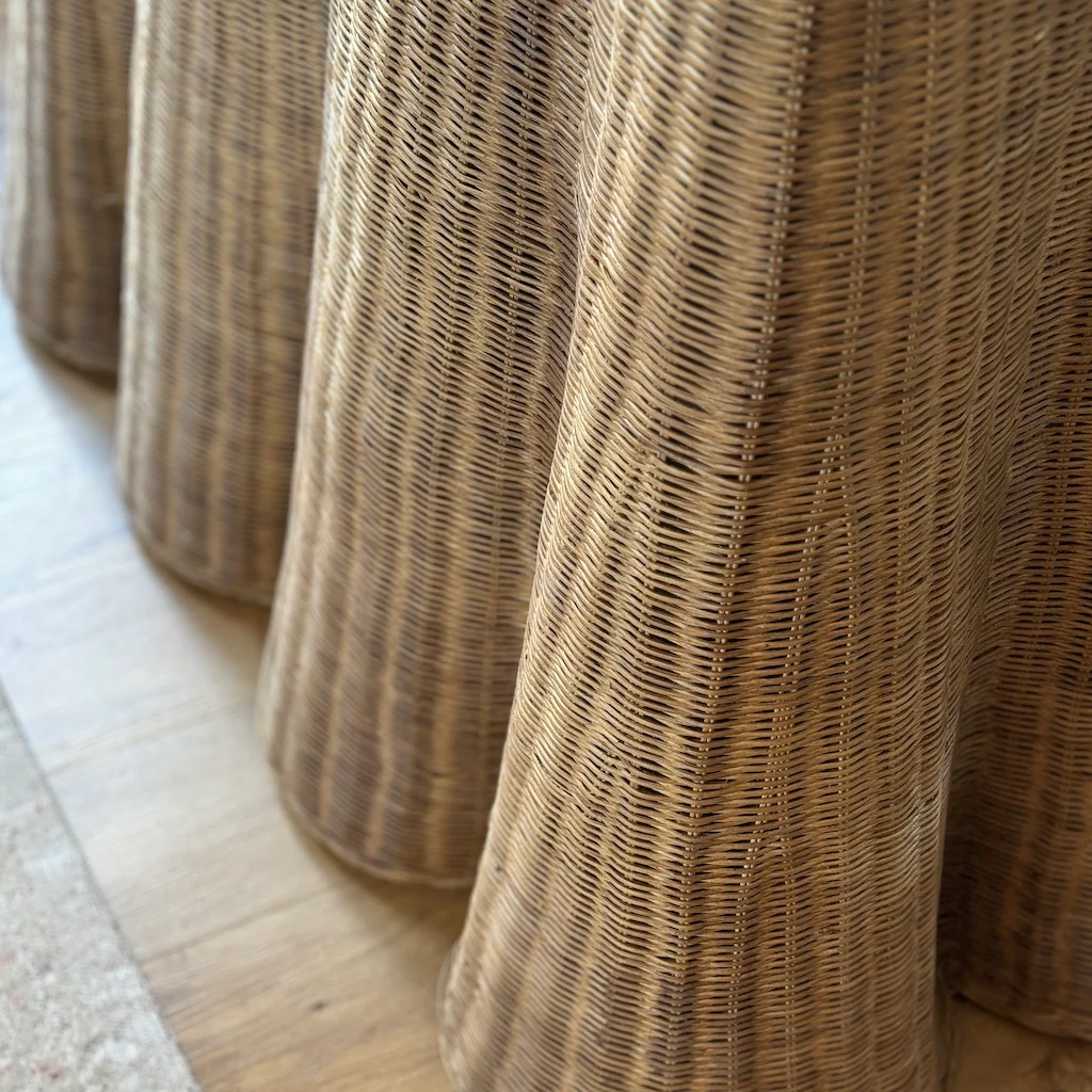 Medium Rattan Scalloped Console Table - Image 5