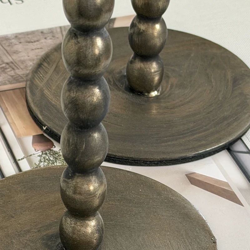Metal Twisted Bobbin Candlesticks – Aged Bronze Finish - Image 3