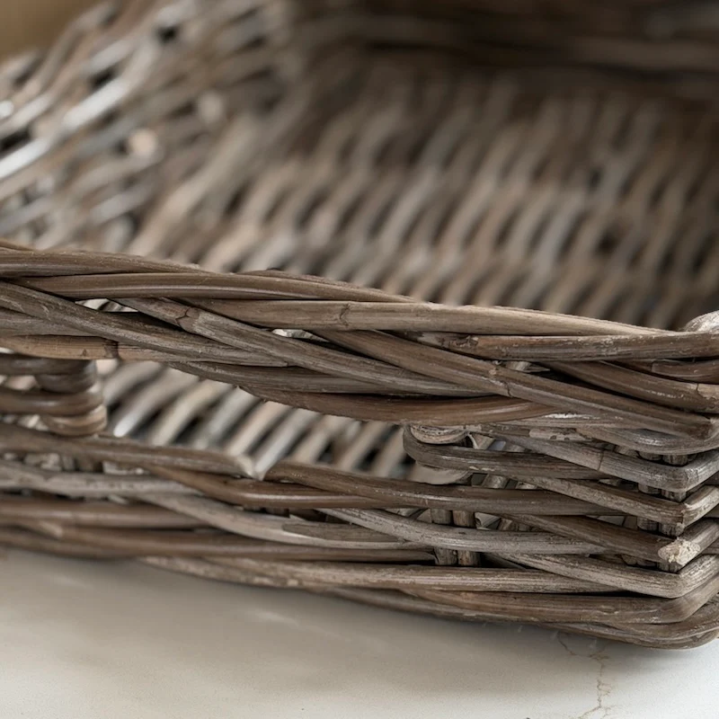Mindi Shallow Wicker Trays – Choice of 3 Rectangular Storage Baskets - Image 2