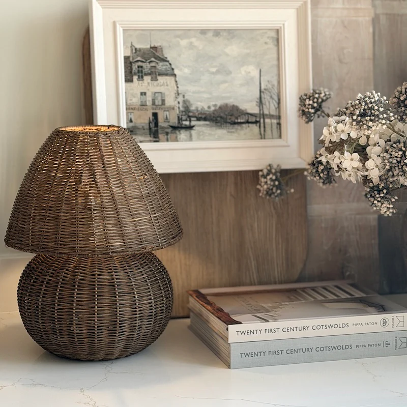 Movan Handwoven Rattan Globe Table Lamp - Image 3