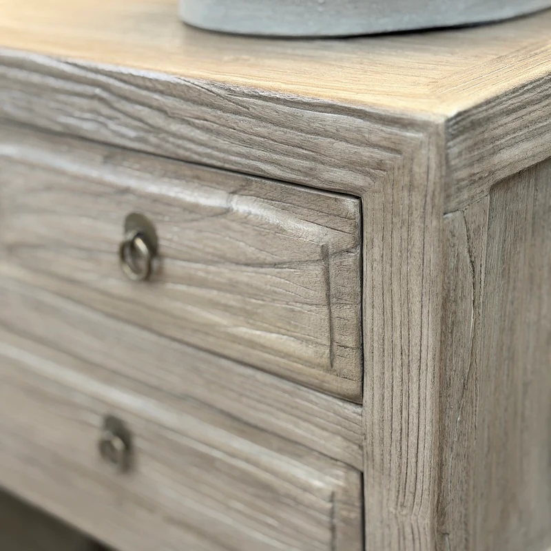 Natural Reclaimed Elm 9 Drawer Console Table with Shelf - Image 2