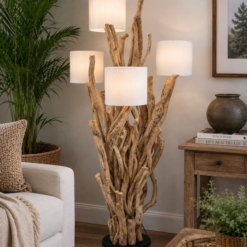 Natural Vine Multi-Arm Floor Lamp
