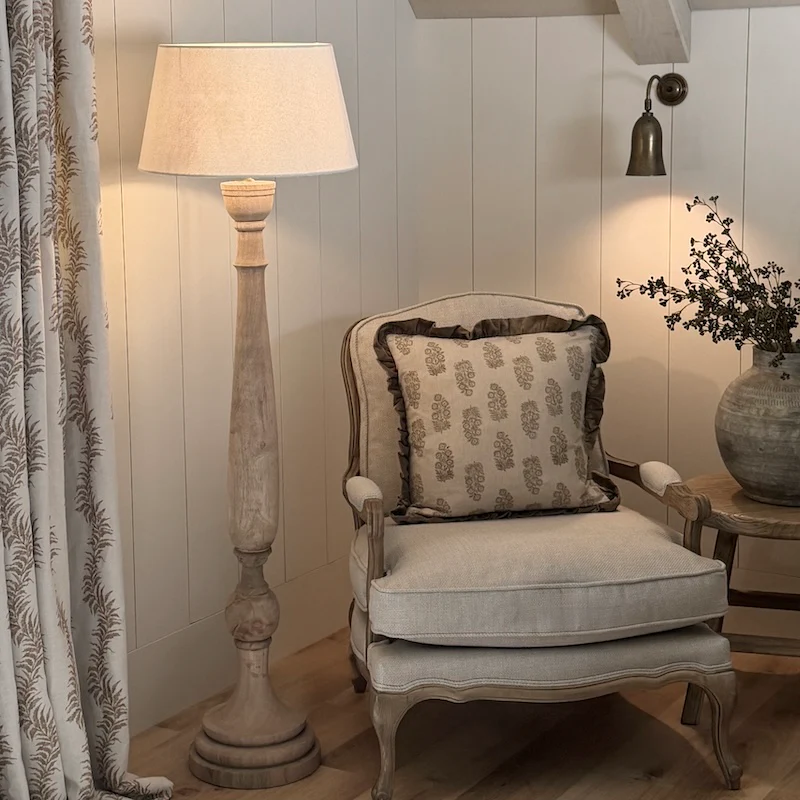 Natural Wood Distressed Standard Floor Lamp - Image 4