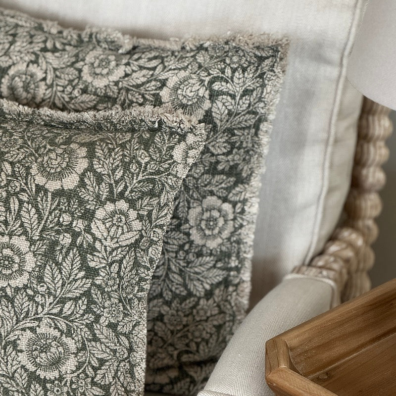 Nayeli Verdant Meadow Square and Rectangle Cushion — Olive Botanical - Image 2
