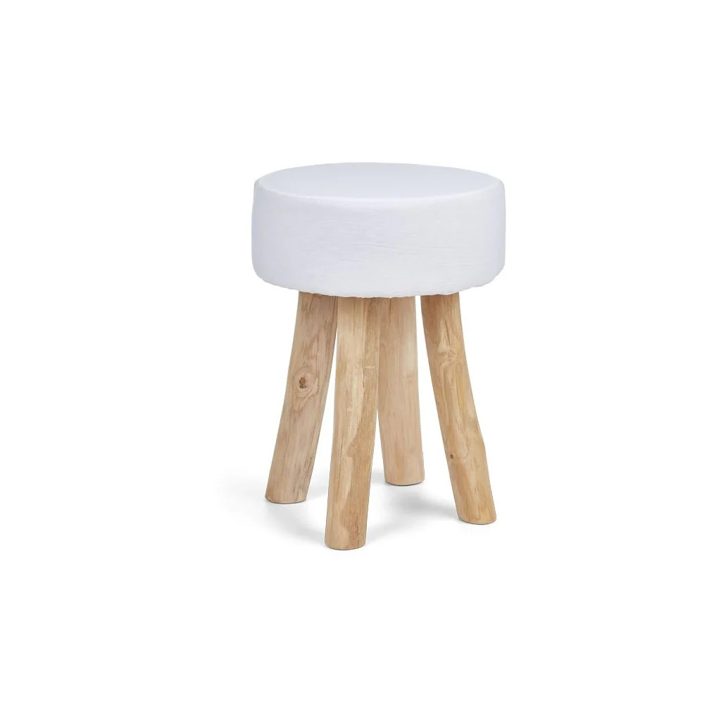 Rustic Stool with New Zealand Sheepskin Seat Cushion 2 Sizes 3 Colours - Image 5